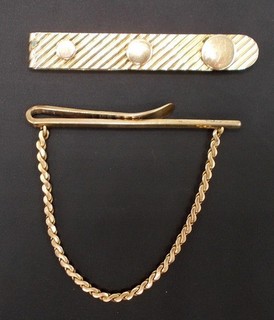JJ White 12k Gold Filled Nail Head Tie Bar and Kreisler USA Chain Tie Set of 2