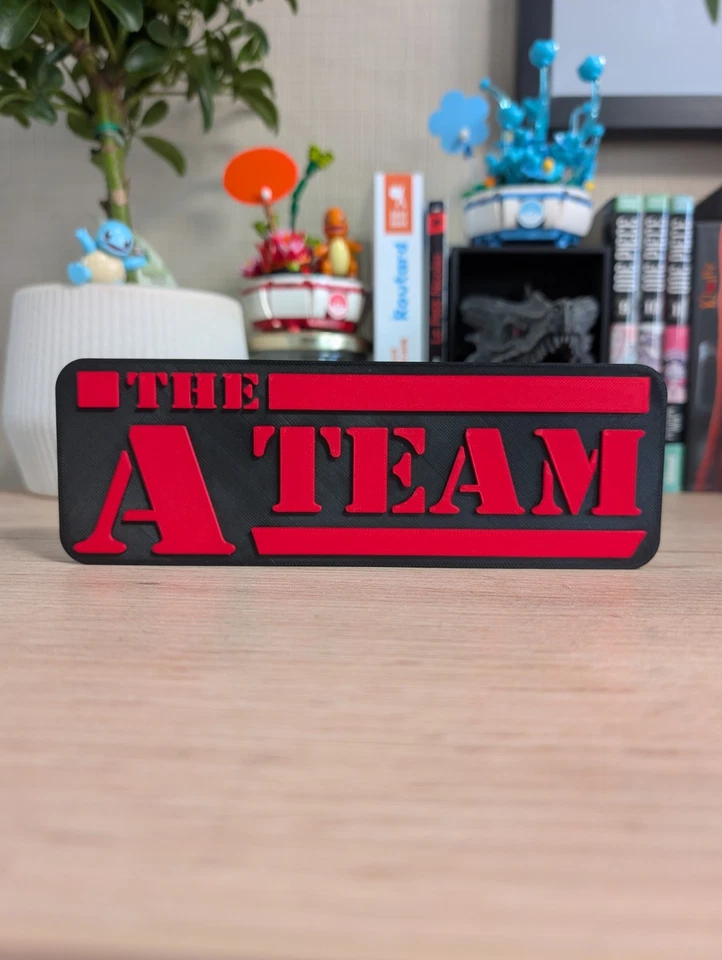 Logo THE A-TEAM (L'Agence Tous Risques) - Enseigne Déco Vintage 3D - 19x6cm - Photo 1/4