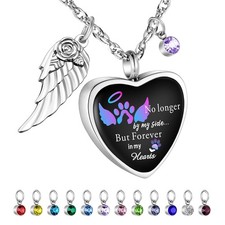 Heart Urn Necklace for Ashes Birthstones Cremation Jewelry for Ashes Stainl - 01