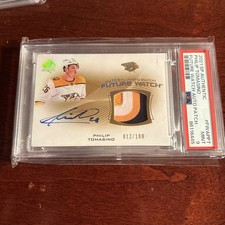2021-22 UD SPA Philip Tomasino Future Watch Auto Patch /100 PSA 9 Flyers RC SP
