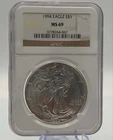 1994 $1 1-oz American Silver Eagle NGC MS69 Brown Label