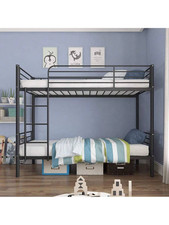 Heavy Duty Twin over Twin Metal Bunk Bed Convertible Bed Frame with Ladder