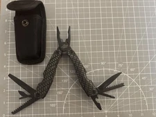 THE SHARPER IMAGE® C.Fiber Handle 14-in-1 Multi-Tool w/ Nylon Belt Sheath CLEAN