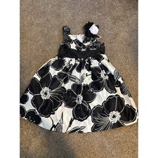 Bonnie Jean Floral Party Dress Girls 4 Black White Excellent Sleeveless B30519-A
