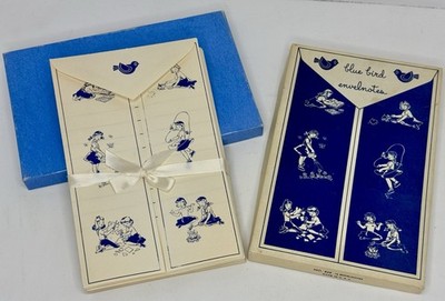 Vintage 1950's 15 Blue & White Foldable Letter Envelopes Bluebird Envelnotes USA