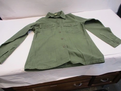 Vintage 1960's Vietnam OG-107 Sateen Military Fatigue 15 1/2 x33 Shirt US Army