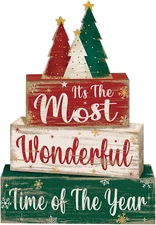 4 Pcs Christmas Table Sign Christmas Wooden Decorative Signage Winter Tiered Tra