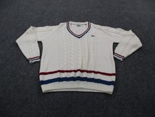 Vintage Izod Lacoste Sweater Boy L 16 18 Acrylic Cable Knit Stretch Golf 80s 90s