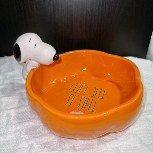 Rae Dunn Peanuts Snoopy Halloween zucca cibo per animali domestici/ciotola acqua piatto per cane/gatto - Foto 4 di 6