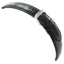 22mm Morellato Samba Italian Leather Alligator Grain Soft Black Watch Band 2704