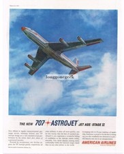 1961 AMERICAN AIRLINES Boeing 707 ASTROJET Vintage Ad