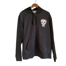 Marvel Zip Up Hoodie skull head L gray long sleeve Fleece Lined Pockets