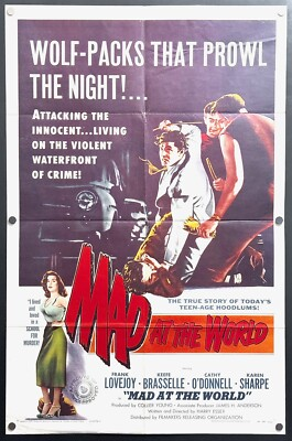 #ad Mad at the World 1955 Original One Sheet Movie Poster – Good **Noir** $40.70