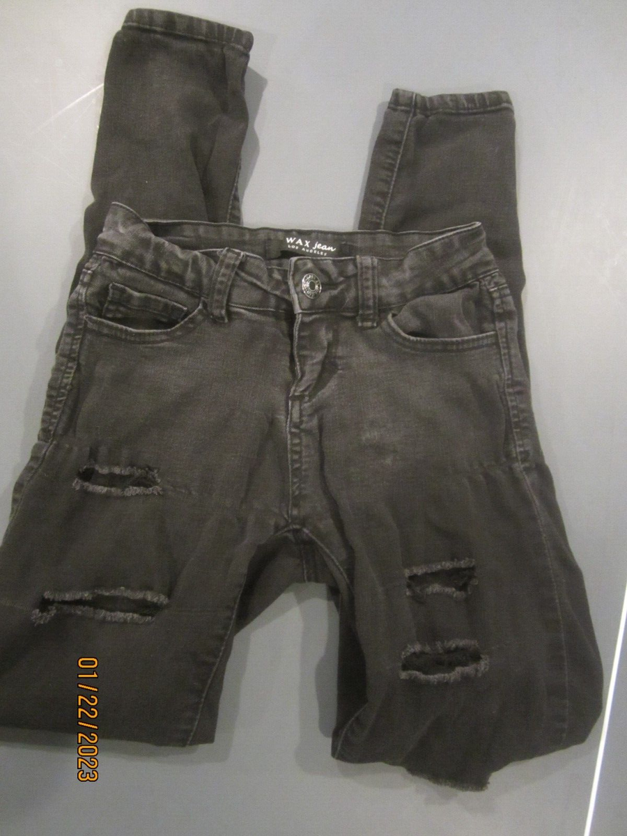 Wax Jeans Los Angeles Ripped Skinny Distressed Black Size 00 Womens Style  90002