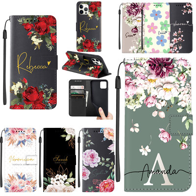 Personalised Cover For iPhone 16 Pro Max 15 14 13 12 Floral Leather Phone Case