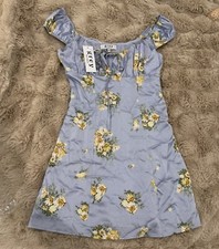 Grey Bandit melody Short Dress floral Powder Blue Sz XS NWT