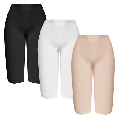 3/4 Leggings Damen Capri Leggins Baumwolle Sporthose Spitze Fitness Yoga Sport
