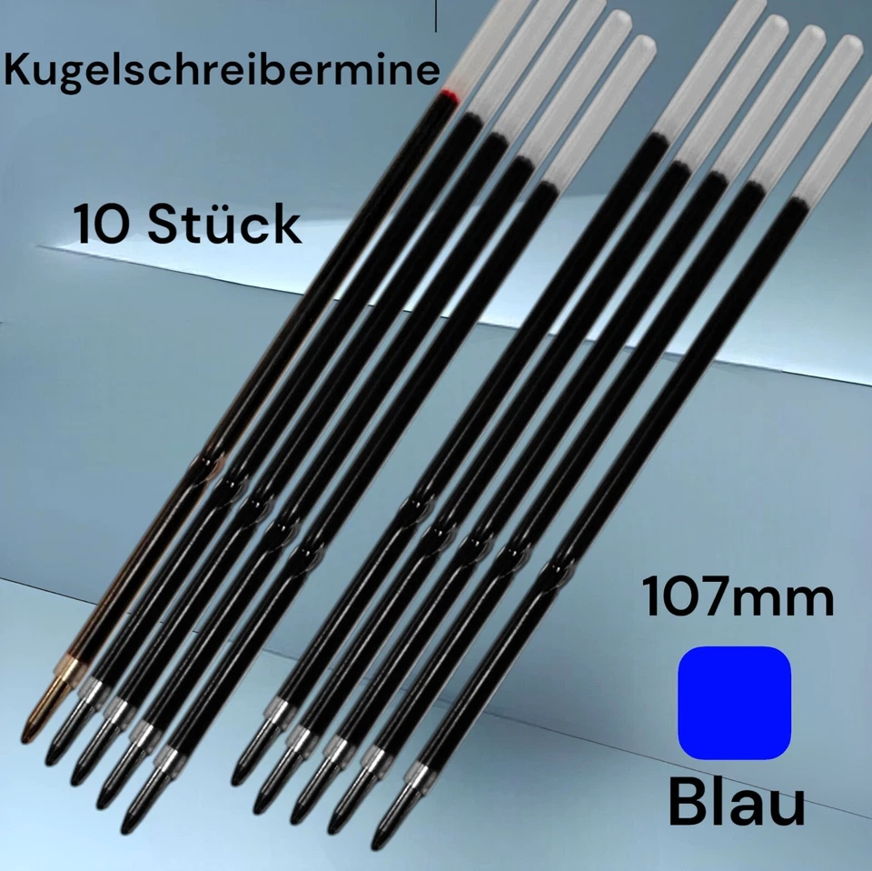 Kugelschreiberminen 10 Stk 107mm, 10,7cm Kulimine Ersatzmine Kuliminen Blau