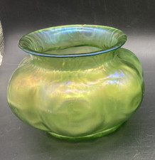 Loetz Creta Rusticana Vase Antique Art Glass Bohemian Nouveau Green Iridescent