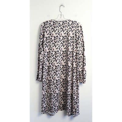 Zaful longline open cardigan M medium leopard animal print grey