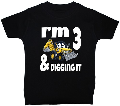 I'm AGE & Digging It Yellow Excavator Baby, Toddler, Kids, Children's T-Shirt - Picture 6 of 6