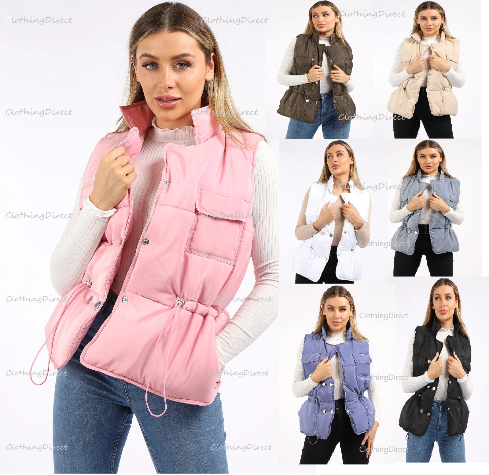 Ladies Womens New Padded Puffer Quilted Short Gilet Jacket Waistcoat (UKXS - XL)