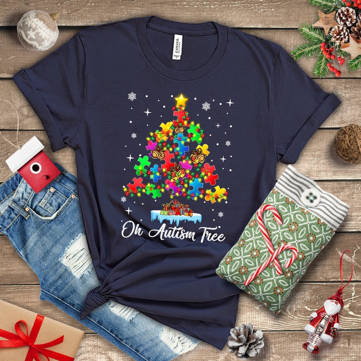 Women's Merry & Bright Christmas Tree Tee - Holiday Graphic T-Shirt, Casual Short Sleeve Top - View #8
