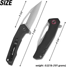 FLISSA Pocket Knife 3.25'' D2 Blade G10 Handle Liner Lock Clip Point EDC Knife