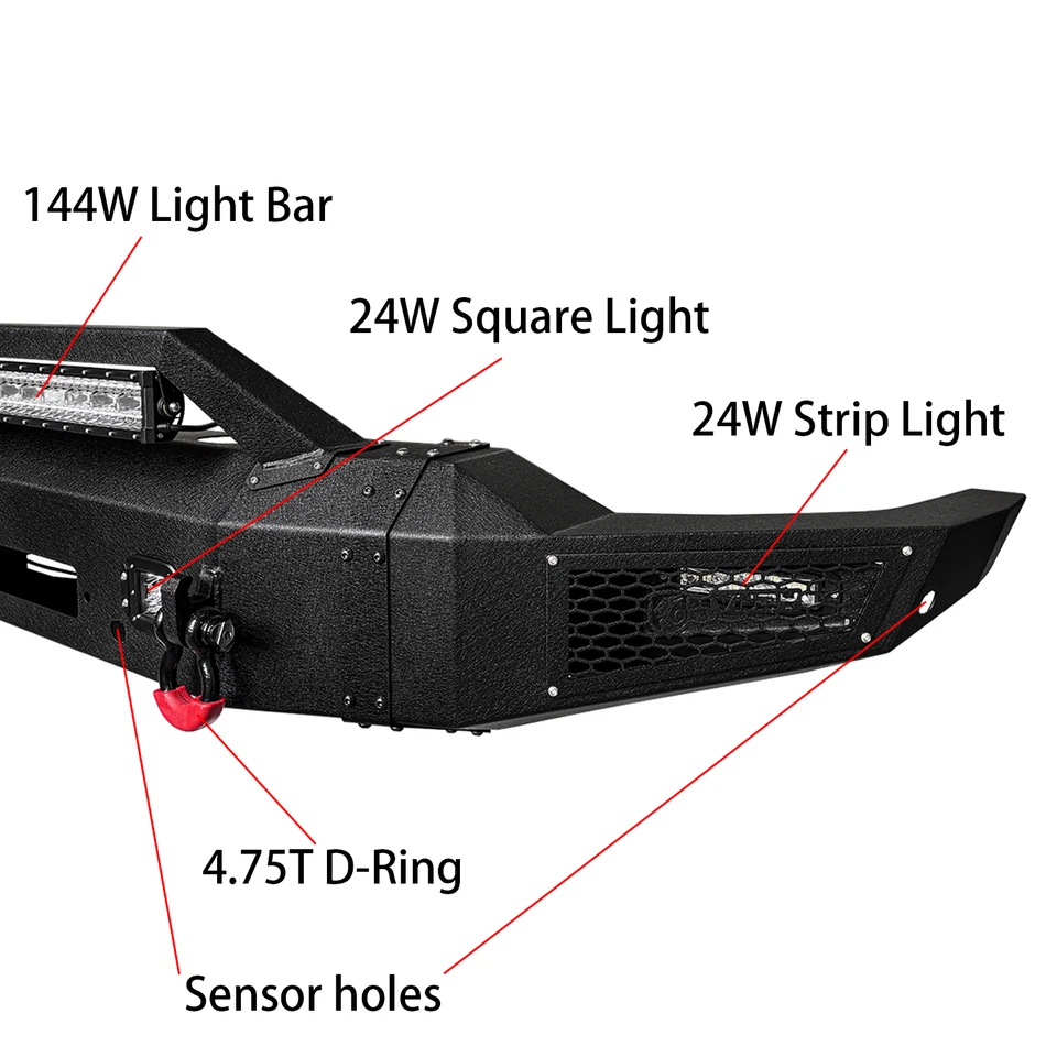 Vijay For 2020-2023 Chevy Silverado 2500/3500 Front/Rear Bumper With Winch Plate - Image 3 of 4