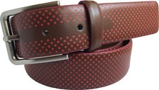 MENS 100 ITALIAN CALF LEATHER BELT TAN RED DOTS S M L XL XXL 35MM GOLF