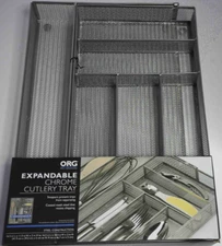 ORG Expandable Chrome Cutlery Tray, 7 Compartments