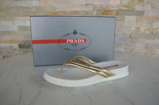 PRADA Gr 36,5 Zehenschuhe Sandalen Schuhe Zehentrenner platin NEU ehem. UVP 330€