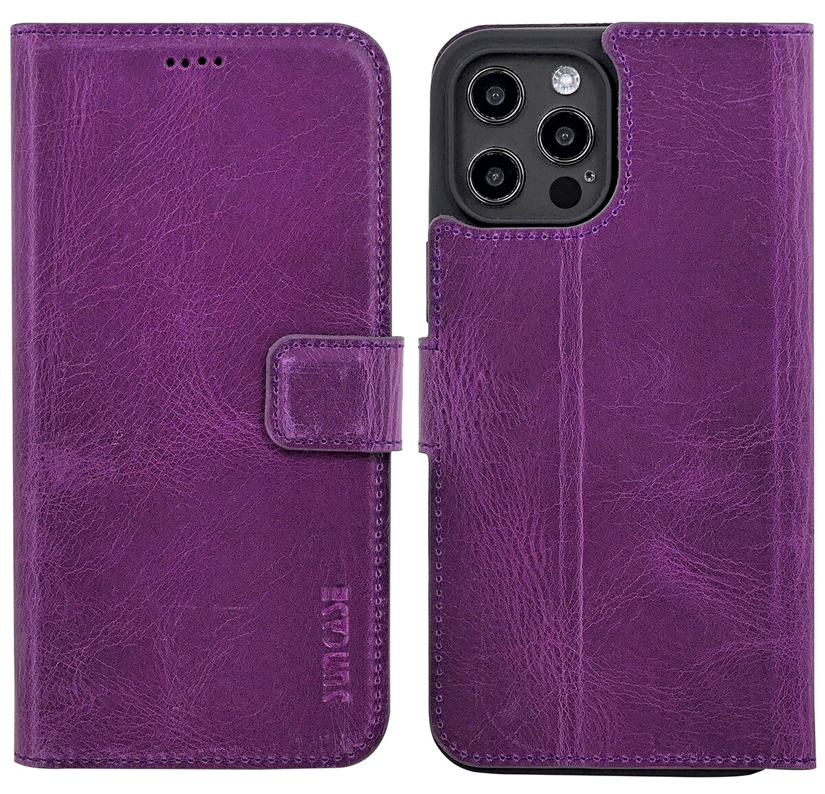 Suncase Custodia A Libro In Pelle Per IPhone 12 6.1" - Grigio Anticato, Con 3 Tasche Per Carte E Chiusura Magnetica - 4