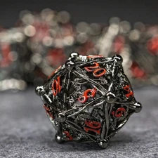 Sage's Ankeg Magical Creature Black/Red Hollow Metal Polyhedral Dice Set DnD D&D