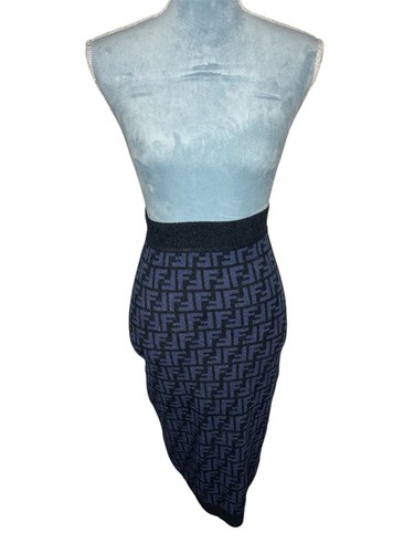 FENDI FF ALL OVER PATTERN MIDI SKIRT SWEATER SET - Picture 2 of 9