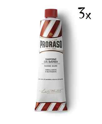 3x Proraso Rasierseife seife cream shaving soap Shea Butter Sandelholzöl 150 ml