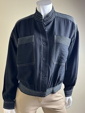 139 DKNY Women's Contrast Stitch Banded Jacket Size XS B.116