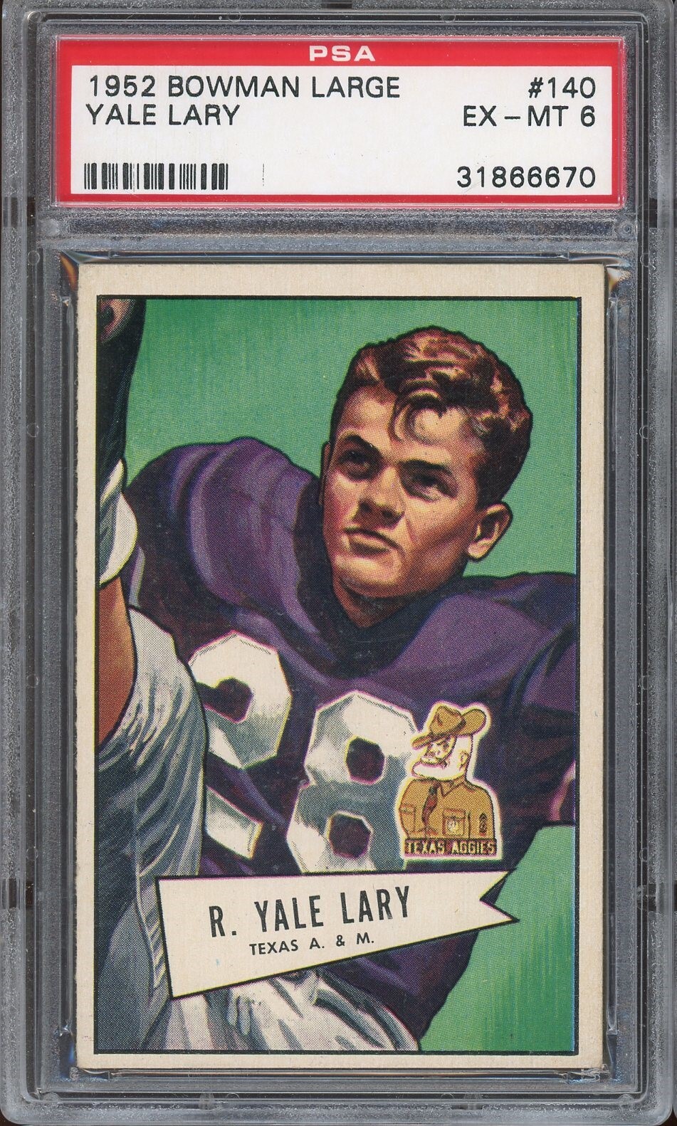 1952 Bowman Large Football #140 Yale Lary PSA 6 *d2