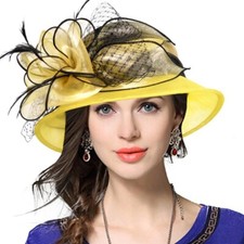 Women's Derby Dress Church Cloche Hat Bow Bucket Wedding Bowler Hats