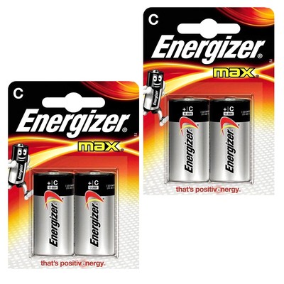 NEW 4X ENERGIZER BATTERY MAX LR14 C SIZE 2 PACK BATTERIES LONG LASTING ALKALINE