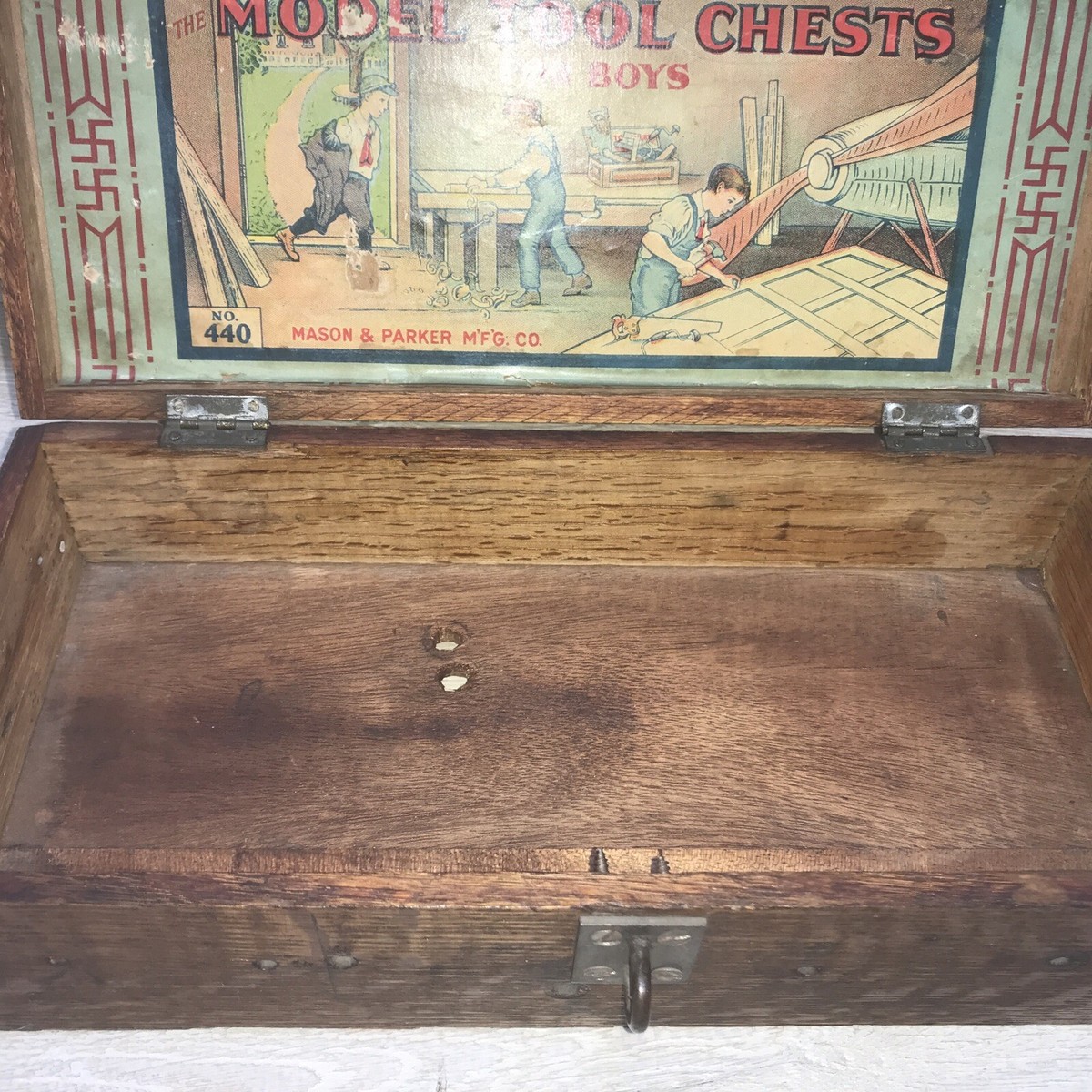 Antique Mason & Parker Model Tool Chest for Boys #440 Wooden Antique Mason & Parker Model Tool Chest for Boys #440 Wooden