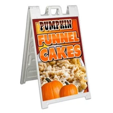 PUMPKIN FUNNEL CAKES Signicade 24x36 Aframe Sidewalk Sign Banner Decal FOOD