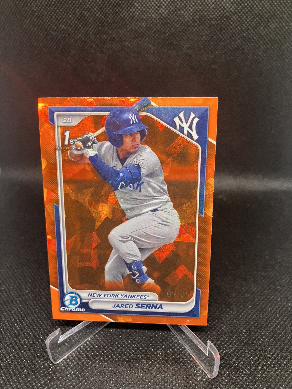 2024 Bowman 1st Chrome Sapphire Orange Refractor NY Yankees Jared Serna /25