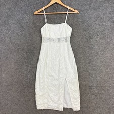 Calli Womens Dress Size 8 White Lace Sleeveless Slit Zip Party Cocktail 15322