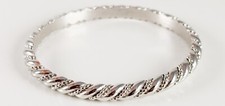 Vintage Crown Trifair Silver Tone Bangle Bracelet Round 2.75? Retro Ribbed Ball