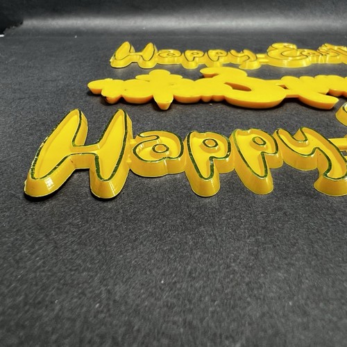 3 Vintage “Happy Easter” 3D Cake Toppers Yellow Cross - Picture 3 of 3
