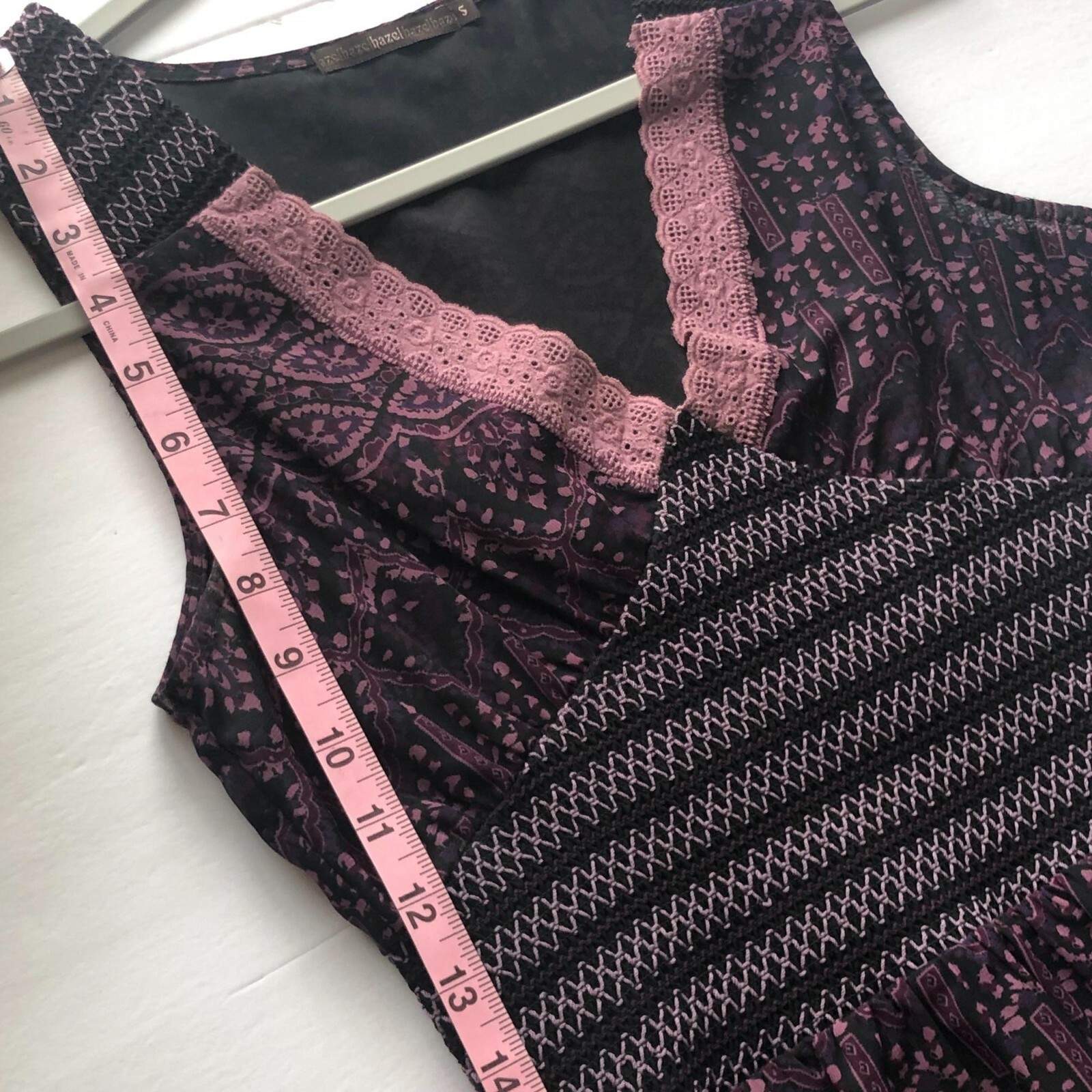 Hazel Purple Patchwork Boho V neck Tank Size S - image 9