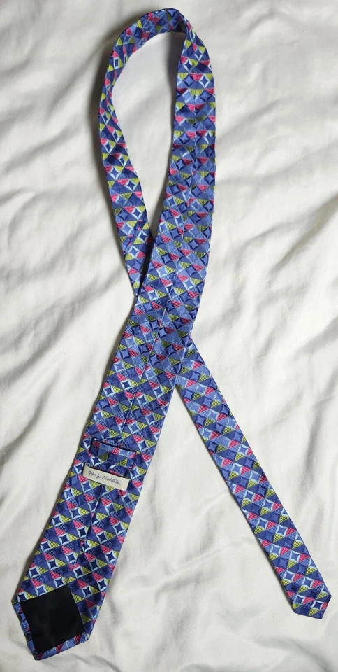 Corbata John W. Nordstrom Vivid Azul Geométrica 100% Seda Hecha en Italia Foto 3 de 4