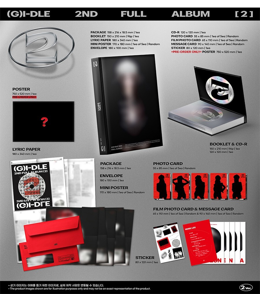 G) I-DLE [2] 2nd Full Album 3 Ver SET/3 CD+3 Photo Book+6 Card+etc