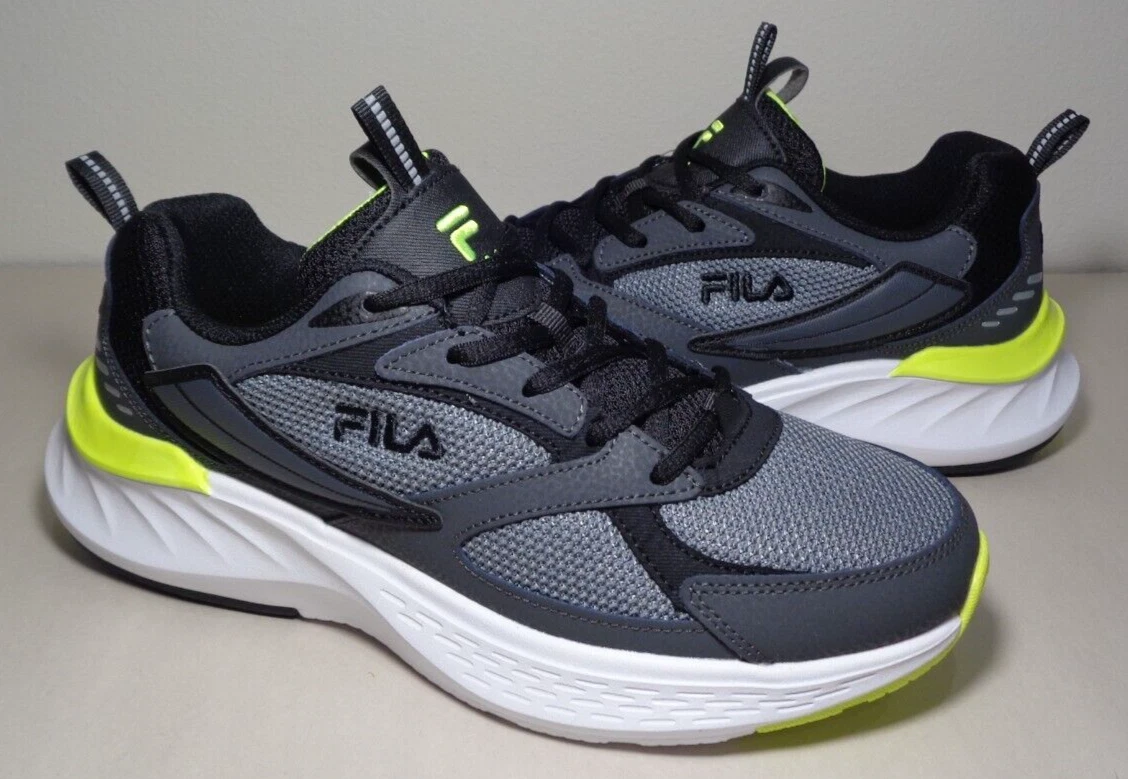 Fila Size 10 M EVERSE Grey Black Leather Mesh Sneakers New Men s